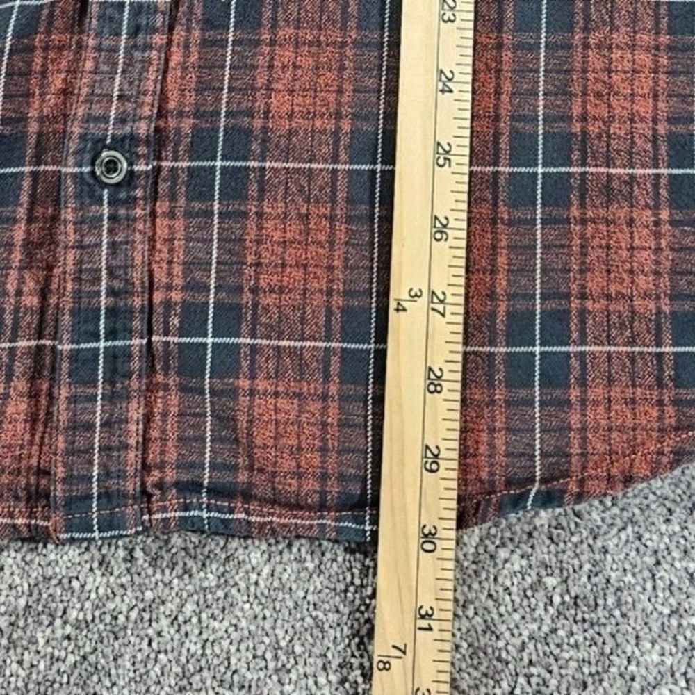 prAna Flannel Shirt Mens XL Rust Blue Plaid Organic Cotton Button Down M2WOOD315 - Picture 5 of 12